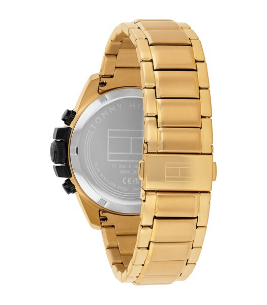 Horloge TOMMY HILFIGER JAMESON Heren 1792199 Analoog Behuizing MINERAAL Zwart Bracelette Staal Geelgoudkleurig Etanchéiteiten 5BAR