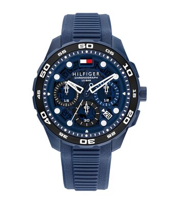 Horloge TOMMY HILFIGER TH-REGATTA Heren 1792232 Analoog Behuizing MINERAAL Blauw Bracelette Silicone Blauw Etanchéiteiten 10BAR