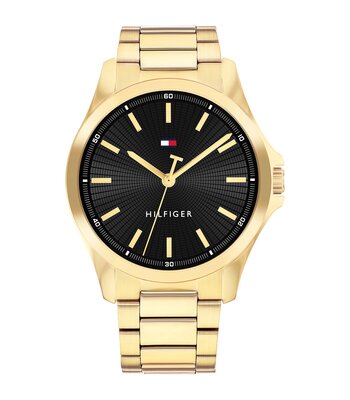 Horloge TOMMY HILFIGER BRUCE Heren 1792241 Analoog Behuizing MINERAAL Zwart Bracelette Staal Geelgoudkleurig Etanchéiteiten 3BAR
