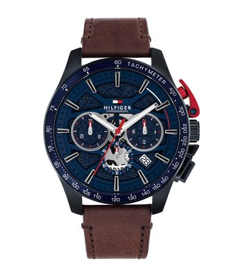 Horloge TOMMY HILFIGER BANK Heren 1792268 Analoog Behuizing MINERAAL Blauw Bracelette Leer Bruin Etanchéiteiten 5BAR