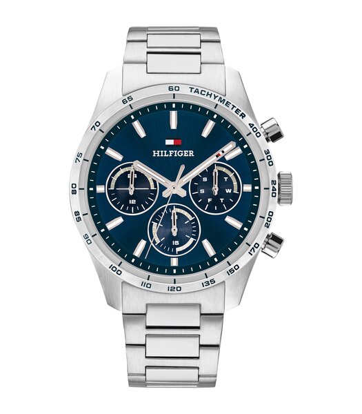 Montre TOMMY HILFIGER HAMPTON Homme 1792278 Analogique Cadran Minéral Bleu Bracelet Acier inoxydable Acier Etanchéité 5 ATM