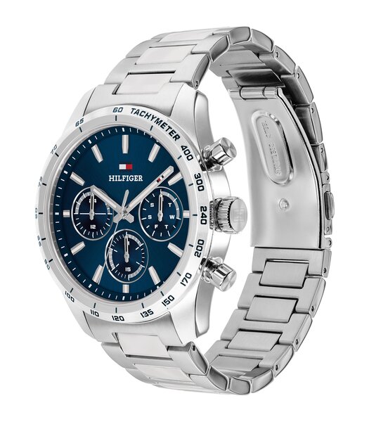 Montre TOMMY HILFIGER HAMPTON Homme 1792278 Analogique Cadran Minéral Bleu Bracelet Acier inoxydable Acier Etanchéité 5 ATM