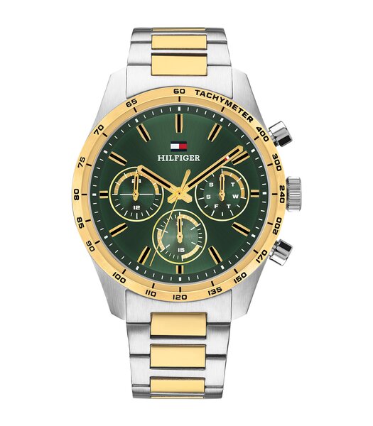 Horloge TOMMY HILFIGER HAMPTON Heren 1792279 Analoog Behuizing Mineraal Groen Bracelette Roestvrij staal Staal Etanchéiteiten 5 ATM