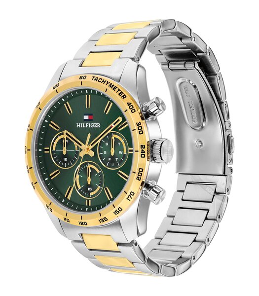 Horloge TOMMY HILFIGER HAMPTON Heren 1792279 Analoog Behuizing Mineraal Groen Bracelette Roestvrij staal Staal Etanchéiteiten 5 ATM