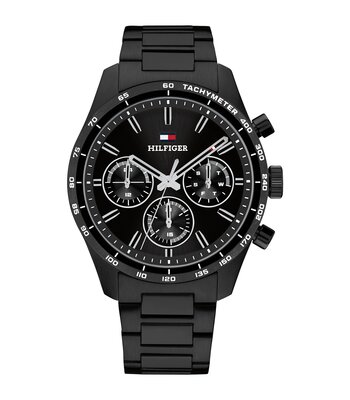 Montre TOMMY HILFIGER HAMPTON Homme 1792280 Analogique Cadran Minéral Noir Bracelet Acier inoxydable Noir Etanchéité 5 ATM