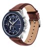 Montre TOMMY HILFIGER CLARK Homme 1792287 Analogique Cadran Minéral Bleu Bracelet Cuir Brun Etanchéité 5 ATM
