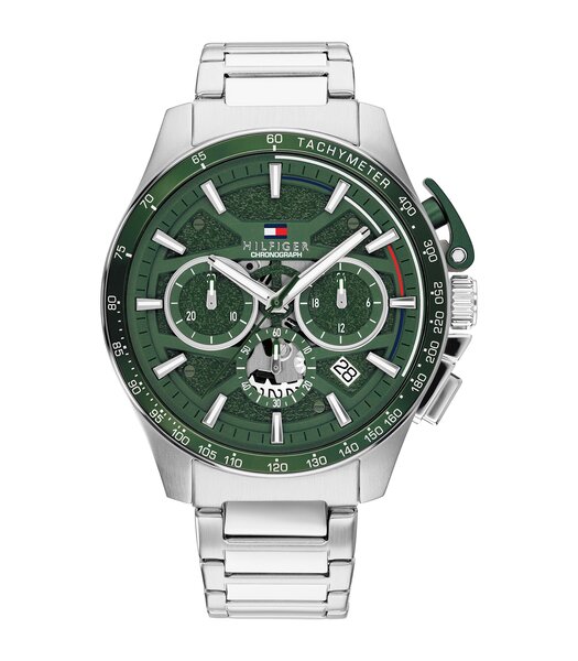 Montre TOMMY HILFIGER BANK Homme 1792293 Analogique Cadran Minéral Vert Bracelet Acier inoxydable Acier Etanchéité 5 ATM