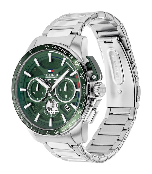 Montre TOMMY HILFIGER BANK Homme 1792293 Analogique Cadran Minéral Vert Bracelet Acier inoxydable Acier Etanchéité 5 ATM