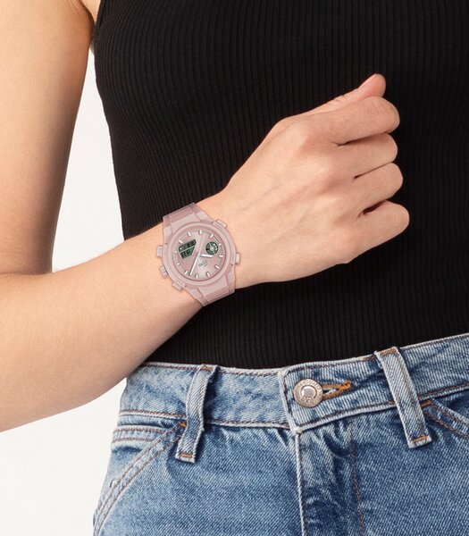 Montre LACOSTE SPORT INSPIRED Femme 2001429 Analogue Cadran MINERAL Rose Bracelet Silicone Rose Etanchéité 10BAR