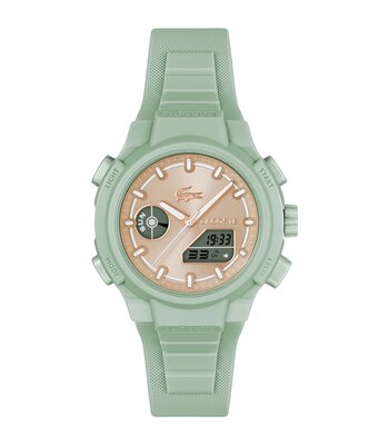 Horloge LACOSTE SPORT INSPIRED Dames 2001433 Analoog Behuizing MINERAAL Roségoud Bracelette Silicone Groen Etanchéiteiten 10BAR