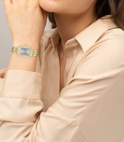 Horloge LACOSTE CLASSIC ELEGANCE Dames 2001441 Analoog Behuizing MINERAAL Grijs Bracelette Staal Geelgoudkleurig Etanchéiteiten 3BAR