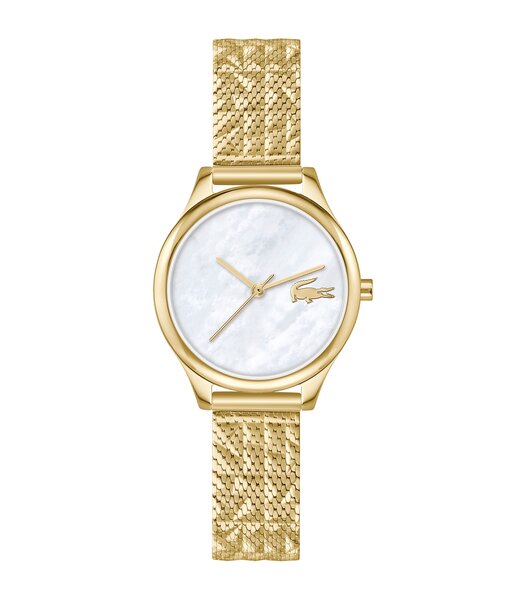 Horloge LACOSTE CLASSIC ELEGANCE Dames 2001500 Analoog Behuizing MINERAAL Wit Bracelette Staal Geelgoudkleurig Etanchéiteiten 5BAR