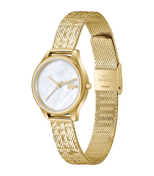 Horloge LACOSTE CLASSIC ELEGANCE Dames 2001500 Analoog Behuizing MINERAAL Wit Bracelette Staal Geelgoudkleurig Etanchéiteiten 5BAR