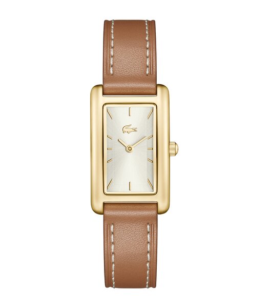 Horloge LACOSTE CROISETTE Dames 2001523 Analoog Behuizing Mineraal Grijs Bracelette Leer Bruin Etanchéiteiten 3 ATM