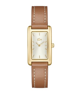 Montre LACOSTE CROISETTE Femme 2001523 Analogique Cadran Minéral Gris Bracelet Cuir Brun Etanchéité 3 ATM