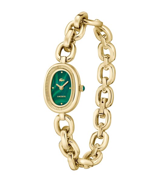 Horloge LACOSTE LACOSTE PETITE PARISIENNE Dames 2001539 Analoog Behuizing Mineraal Groen Bracelette Roestvrij staal Staal / geelgoudkleurig Etanchéite