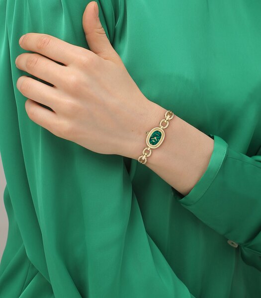 Horloge LACOSTE LACOSTE PETITE PARISIENNE Dames 2001539 Analoog Behuizing Mineraal Groen Bracelette Roestvrij staal Staal / geelgoudkleurig Etanchéite