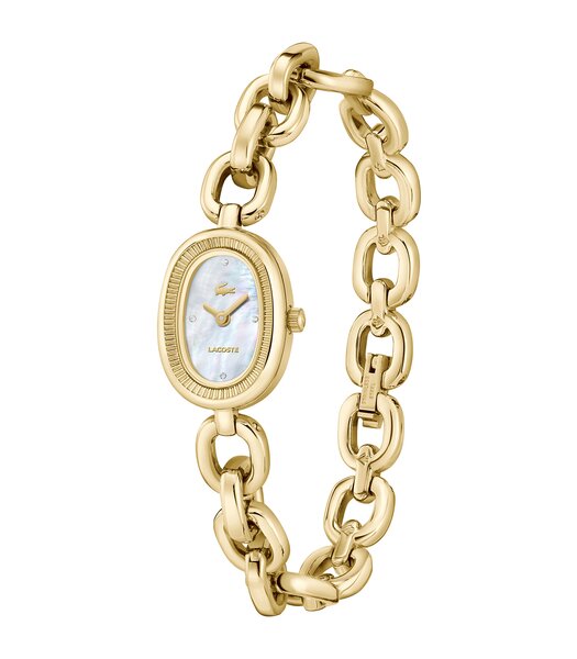 Horloge LACOSTE LACOSTE PETITE PARISIENNE Dames 2001540 Analoog Behuizing Mineraal Parelmoer Bracelette Roestvrij staal Staal / geelgoudkleurig Etanch