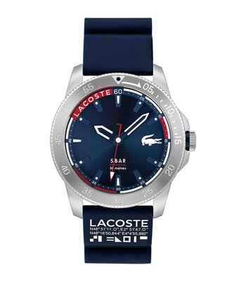 Horloge LACOSTE LIFESTYLE Heren 2011202 Analoog Behuizing MINERAAL Blauw Bracelette Silicone Blauw Boucle ardillon Etanchéiteiten 5BAR