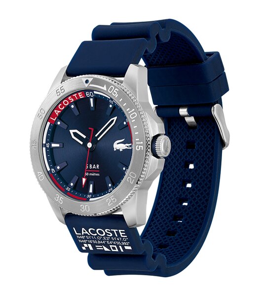 Horloge LACOSTE LIFESTYLE Heren 2011202 Analoog Behuizing MINERAAL Blauw Bracelette Silicone Blauw Boucle ardillon Etanchéiteiten 5BAR