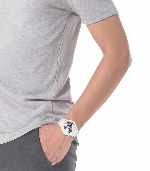 Montre LACOSTE SPORT INSPIRED Unisexe 2011265 Analogue Cadran MINERAL Blanc Bracelet Silicone Blanc Boucle déployante Etanchéité 5BAR