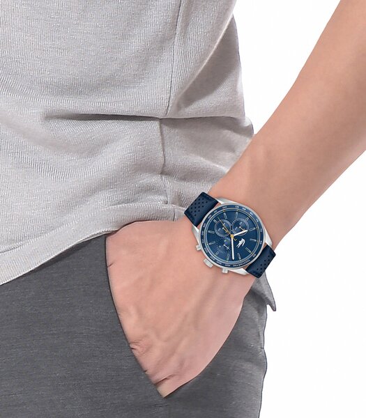 Horloge LACOSTE Heren 2011344 Analoog Behuizing MINERAAL Blauw Bracelette Leer Blauw Etanchéiteiten 5BAR