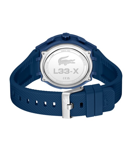 Horloge LACOSTE LC33 Heren 2011370 Analoog Behuizing MINERAAL Blauw Bracelette Silicone Blauw Etanchéiteiten 10BAR
