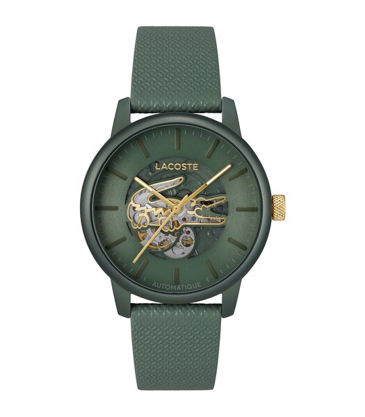 Montre LACOSTE LACOSTE.12.12 AUTOMATIC Homme 2011384 Analogue Cadran MINERAL Vert Bracelet Cuir Vert Etanchéité 5BAR