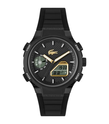 Horloge LACOSTE SPORT INSPIRED Heren 2011435 Analoog Behuizing MINERAAL Zwart Bracelette Silicone Zwart Etanchéiteiten 10BAR