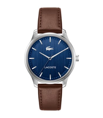 Horloge LACOSTE CLASSIC ELEGANCE Heren 2011477 Analoog Behuizing MINERAAL Blauw Bracelette Leer Bruin Etanchéiteiten 5BAR