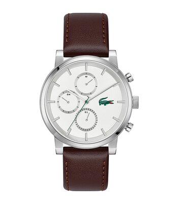 Horloge LACOSTE LIFESTYLE Heren 2011486 Analoog Behuizing MINERAAL Wit Bracelette Leer Bruin Etanchéiteiten 5BAR