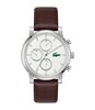 Montre LACOSTE LIFESTYLE Homme 2011486 Analogue Cadran MINERAL Blanc Bracelet Cuir Brun Etanchéité 5BAR