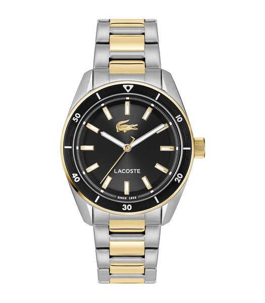 Horloge LACOSTE CLASSIC ELEGANCE Heren 2011488 Analoog Behuizing MINERAAL Zwart Bracelette Roestvrij staal Staal / geelgoudkleurig Etanchéiteiten 5BAR