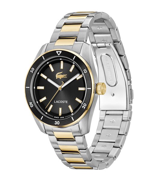 Horloge LACOSTE CLASSIC ELEGANCE Heren 2011488 Analoog Behuizing MINERAAL Zwart Bracelette Roestvrij staal Staal / geelgoudkleurig Etanchéiteiten 5BAR
