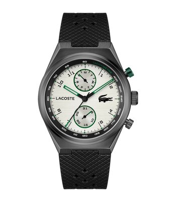 Horloge LACOSTE SPORT INSPIRED Heren 2011498 Analoog Behuizing MINERAAL Zilverkleurig Bracelette Silicone Zwart Etanchéiteiten 5BAR