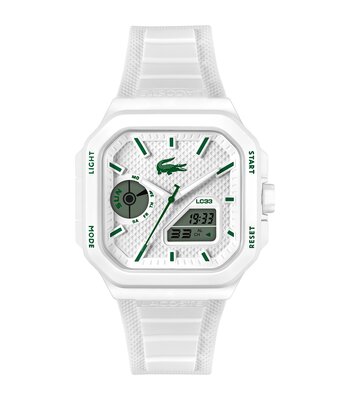 Horloge LACOSTE SPORT INSPIRED Heren 2011506 Analoog Behuizing MINERAAL Wit Bracelette Silicone Wit Etanchéiteiten 10BAR