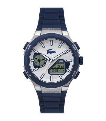 Montre LACOSTE LC33 Homme 2011515 Digital + analogique Cadran Minéral Gris Bracelet Silicone Bleu Etanchéité 10 ATM