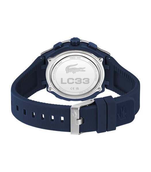 Montre LACOSTE LC33 Homme 2011515 Digital + analogique Cadran Minéral Gris Bracelet Silicone Bleu Etanchéité 10 ATM
