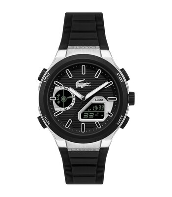 Montre LACOSTE LC33 Homme 2011516 Digital + analogique Cadran Minéral Noir Bracelet Silicone Noir Etanchéité 10 ATM
