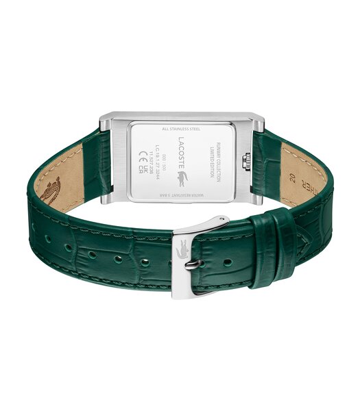 Montre LACOSTE FASHION SHOW Homme 2011524 Analogique Cadran Minéral Gris Bracelet Cuir Vert Etanchéité 5 ATM