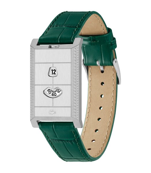 Montre LACOSTE FASHION SHOW Homme 2011524 Analogique Cadran Minéral Gris Bracelet Cuir Vert Etanchéité 5 ATM