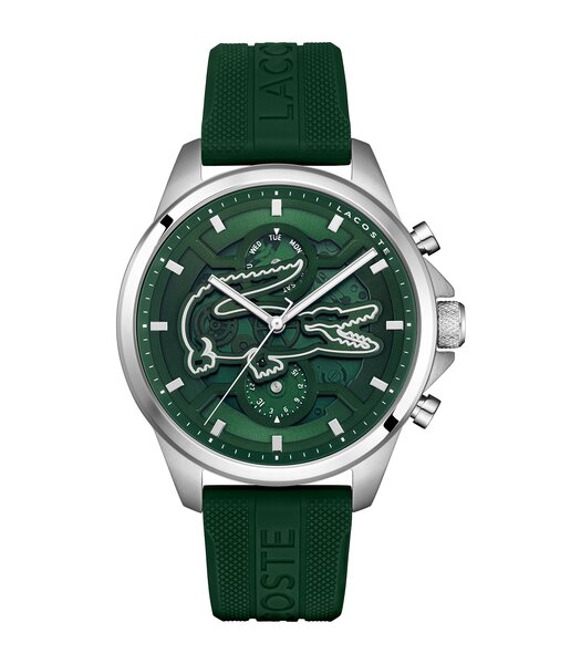 Horloge LACOSTE ARTHOR SKELETON Heren 2011536 Analoog Behuizing Mineraal Groen Bracelette Silicone Groen Etanchéiteiten 5 ATM