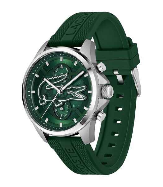 Horloge LACOSTE ARTHOR SKELETON Heren 2011536 Analoog Behuizing Mineraal Groen Bracelette Silicone Groen Etanchéiteiten 5 ATM