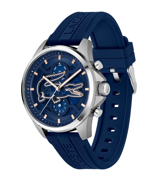 Montre LACOSTE ARTHOR SKELETON Homme 2011538 Analogique Cadran Minéral Bleu Bracelet Silicone Bleu Etanchéité 5 ATM