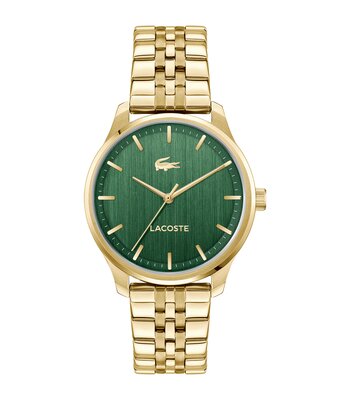 Montre LACOSTE LISBON Homme 2011539 Analogique Cadran Minéral Vert Bracelet Acier inoxydable Acier / or jaune Etanchéité 5 ATM