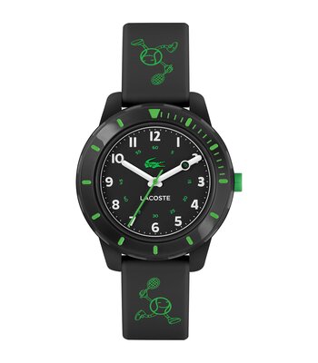 Horloge LACOSTE Kinderen 2030061 Analoog Behuizing MINERAAL Zwart Bracelette Silicone Zwart Etanchéiteiten 5BAR