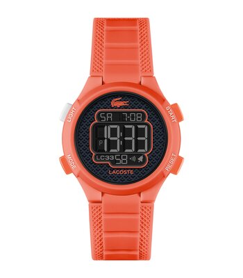 Horloge LACOSTE KIDS Kinderen 2030065 Analoog Behuizing MINERAAL Zwart Bracelette Silicone Oranje Etanchéiteiten 10BAR