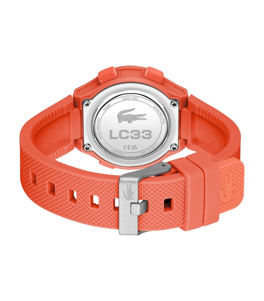 Horloge LACOSTE KIDS Kinderen 2030065 Analoog Behuizing MINERAAL Zwart Bracelette Silicone Oranje Etanchéiteiten 10BAR