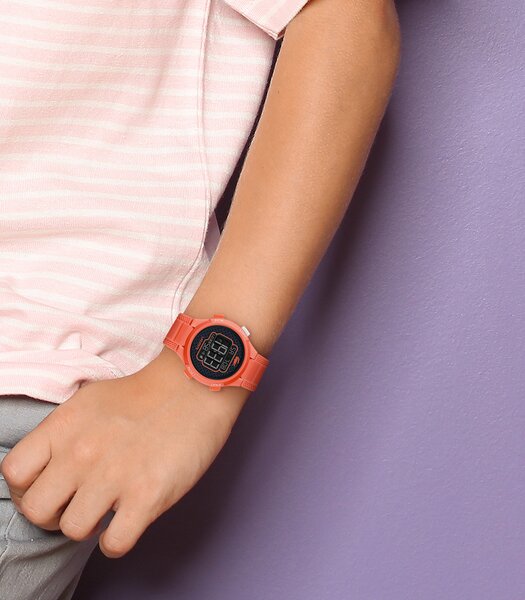 Horloge LACOSTE KIDS Kinderen 2030065 Analoog Behuizing MINERAAL Zwart Bracelette Silicone Oranje Etanchéiteiten 10BAR
