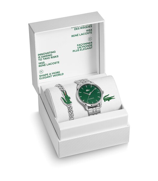 Montre LACOSTE CLASSIC ELEGANCE Homme 2070065 Analogue Cadran MINERAL Noir Bracelet Acier inoxydable Acier / or jaune Etanchéité 5BAR